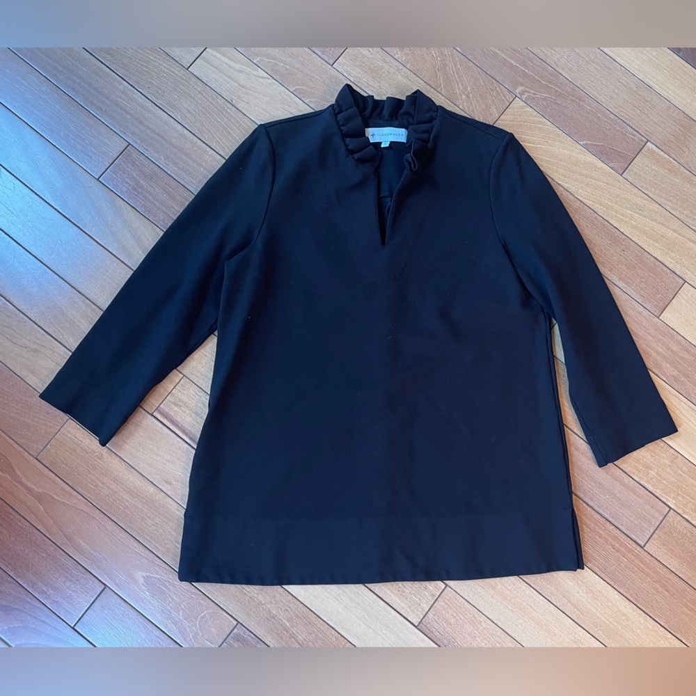 Tuckernuck Black Ruffle Neck Tunic Top - Picture 2 of 12